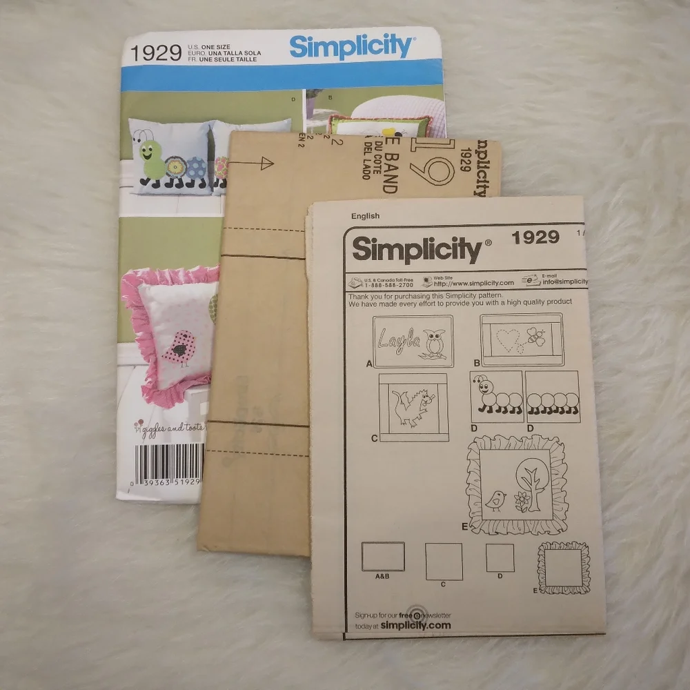 SIMPLICITY 1929 Appliqued Pillows With Fun Images And Variations